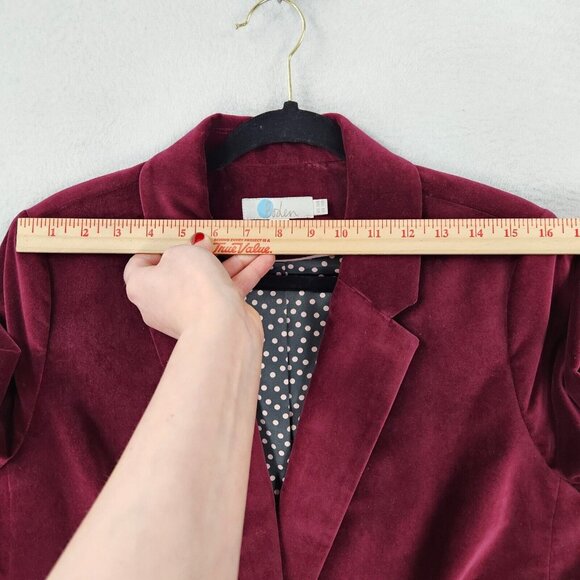 Boden Jacket Womens 14 Red Stretch Velvet Blazer Single Button Classic Career - Picture 8 of 14